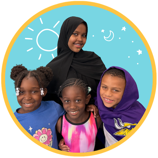 Summer Reads Mentor smiling with three children