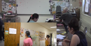 Learners working at a table