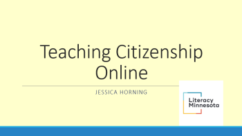 screen shot of PPT cover slide for the presentation teaching citizenship remotely