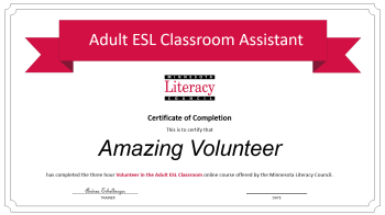 certificate of completion for online volunteer class