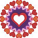a white and red heart surrounded by smaller pink and red hearts