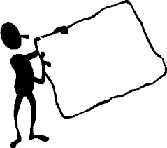 Stick figure holding a large blank sign