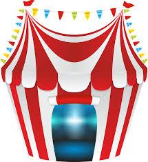 drawing of a red and white striped circus tent