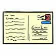 Clip art image of the back of a postcard with a stamp