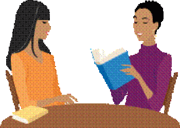 women reading book