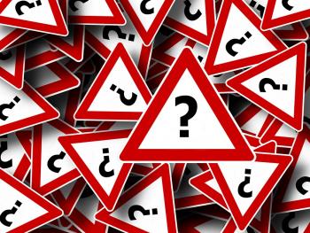road signs with question marks on them
