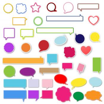 collage of multi-colored speech bubbles
