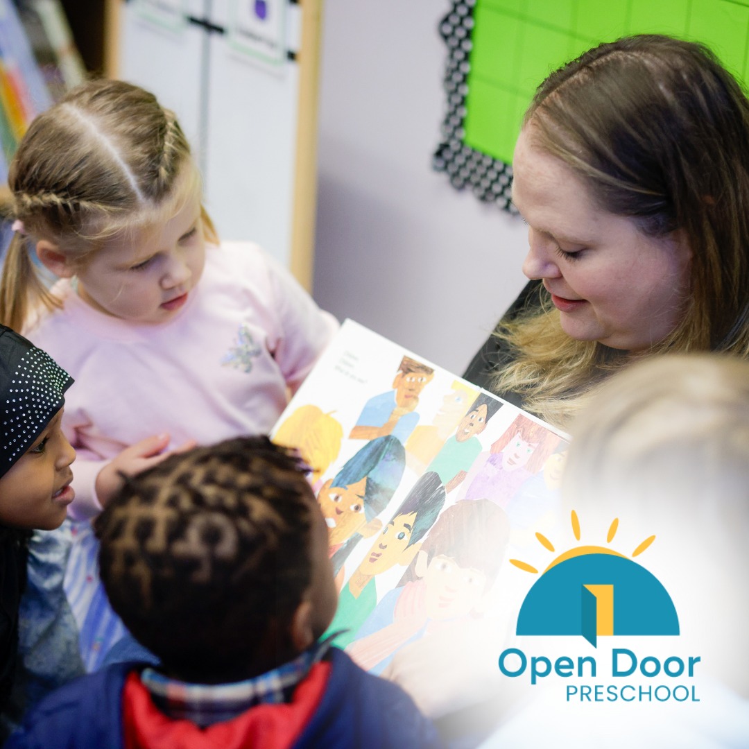 Open Door Preschool teacher reads to students
