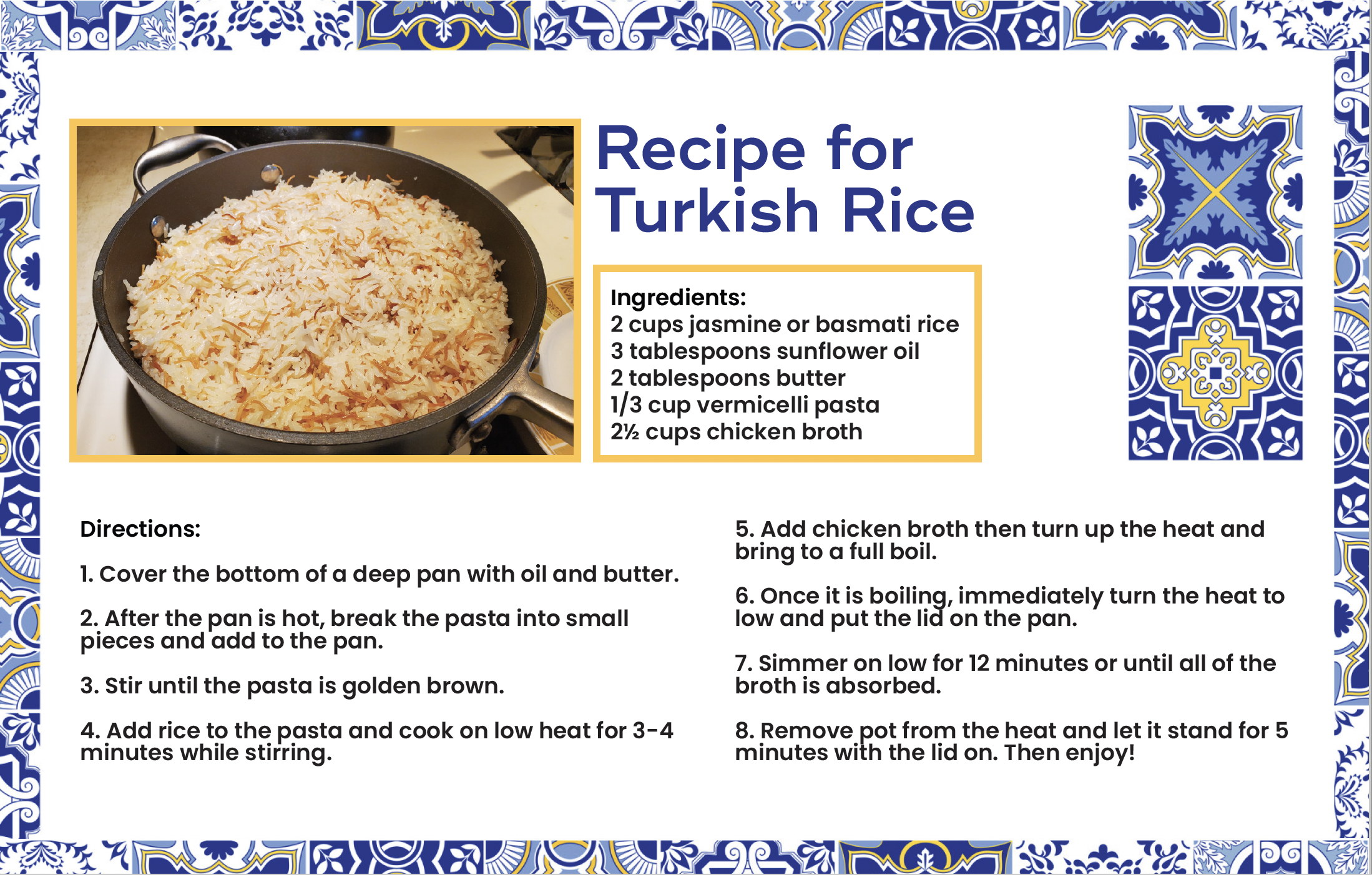 Recipe card for Turkish Rice